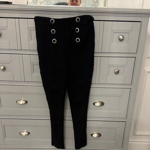 Zara Black Skinny High-Waist Jeans with Nautical Button Detail BNWOT